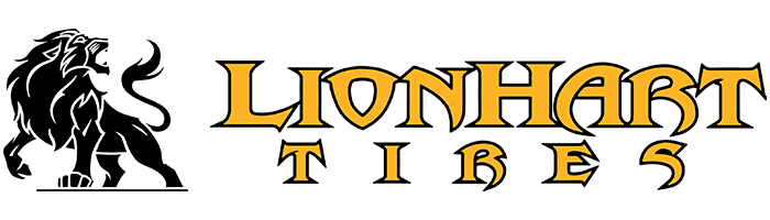 A green background with yellow letters that say lions tire.