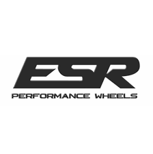 A black and white logo of esr performance wheels.